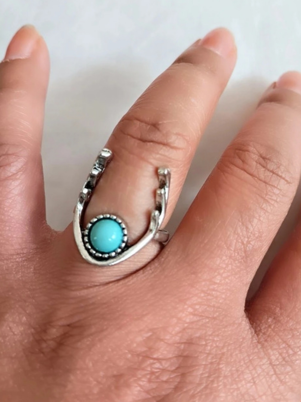 Turquoise-Colored Statement Ring Size 6